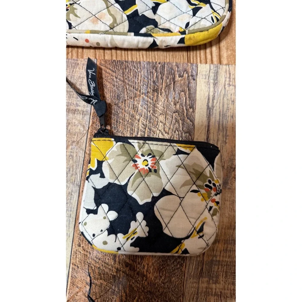 Vera Bradley Tech Case‎ & Coin Purse Set – Yellow/Black Floral – Quilted Cotton